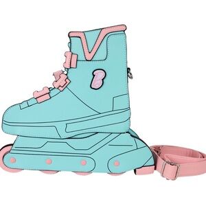 Loungefly Blue and Pink Roller Skate Crossbody Bag